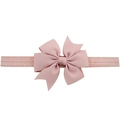 Bandeau bébé avec nœud en ruban gros-grain rose et sangle élastique souple - Rose Clair