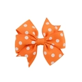 Orange grosgrain ribbon hair clip with white polka dots for children and girls - Orange Polka Dot Bow Style (9) / Orange (9)