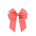 Handmade coral pink grosgrain ribbon hair bow clip with long streamers for girls - Coral Pink (15)