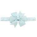 Bandeau bébé bleu clair avec nœud en ruban gros-grain et ruban élastique assorti - Bleu ciel