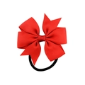 Fiocco per capelli in nastro grosgrain rosso con elastico nero resistente per ragazze - Rosso (12)