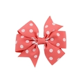 Coral pink polka dot grosgrain ribbon bow hair clip for children and girls - Coral Polka Dot Bow Style (15) / Coral (15)