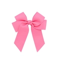 Pink handmade grosgrain ribbon hair bow clip with double layers and symmetrical streamers - Pink (13)