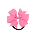 Elastico per capelli con fiocco in nastro grosgrain rosa e elastico nero robusto - Rosa (13)