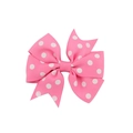 Pink polka dot ribbon bow hair clip for children with white spotted pattern - Pink Polka Dot Bow Style (13) / Pink (13)