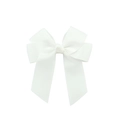 Classic white grosgrain ribbon hair bow clip for baby girls with long elegant streamers - White (18)