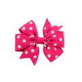 Hot pink polka dot grosgrain ribbon hair bow clip for girls with ribbed texture - Hot Pink Polka Dot Bow Style (14) / Rose Pink (14)