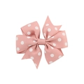 Pink polka dot hair bow clip made of high-quality ribbed ribbon for kids - Pale Pink Polka Dot Bow Style (16) / Light Pink (16)