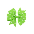 Polka dot green grosgrain ribbon hair bow clip for kids with ribbed texture design - Grass Green Polka Dot Bow Style (20) / Grass Green (20)