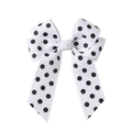 Handmade baby hair clip with white and black polka dot ribbon and long streamers - Black White Polka Dot (53)