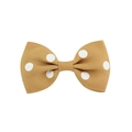 Barrette à cheveux nœud marron à pois blancs en ruban gros-grain pour fille - Camel (Style 2)