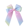 Handmade rainbow gradient grosgrain ribbon hair bow with long streamers and ribbed texture - Rainbow Gradient (51)