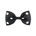 Polka dot pattern hair bow clip in classic black and white grosgrain ribbon - Black (Style 4)