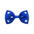Navy blue polka dot bow hair clip with white dots on ribbed fabric for girls - Navy Blue (Style 6)