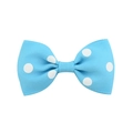 Barrette nœud bleu ciel pour enfants avec pois blancs et texture en ruban côtelé - Bleu Ciel (Style 7)