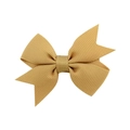 Handmade khaki grosgrain ribbon hair bow clip with swallowtail design for girls - Khaki (2)