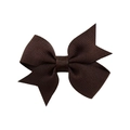 Classic dark brown grosgrain ribbon bow hair clip with textured double-layer swallowtail design - Dark Coffee (3)
