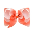 Orange gradient grosgrain ribbon bow hair clip with textured ribbed fabric detail - Orange White Gradient Style (7)