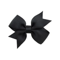 Classic black grosgrain ribbon hair bow clip with textured swallowtail design for kids - Black (4)