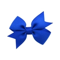 Navy blue grosgrain ribbon bow hair clip with textured ribbed material for girls - Royal Blue (6)