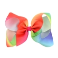 Rainbow gradient grosgrain ribbon bow hair clip with textured vibrant color patterns - Bright Rainbow Gradient Style (11)