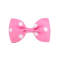 Nœud à cheveux rose à pois pour enfants en ruban gros-grain avec motif blanc - Rose Clair (Style 13)
