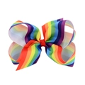 Rainbow grosgrain ribbon hair bow clip with vibrant colorful layers for girls - Standard Rainbow Color Style (12)