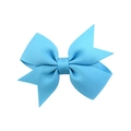 Sky blue grosgrain ribbon bow hair clip with textured fabric for girls and toddlers - Light Blue (7)
