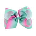 Pink and mint green gradient oversized bow hair clip with ribbed grosgrain texture - Pink Green Gradient Style (9)