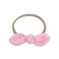 Detail der rosa Cord-Schleife auf hautfarbenem elastischem Nylon-Stirnband für Babys - Pink (07)