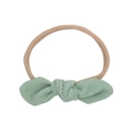 Green corduroy bow baby headband with high-elastic seamless nude nylon strap - Light Green (02)
