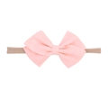 Rosa Baby-Haarband mit Baumwollschleife und weichem Nylonband für Neugeborene - Rosa Baumwoll-Leinen-Schleife