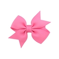 Pink grosgrain ribbon double stacked swallowtail bow hair clip for toddlers - Bright Pink (13)