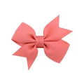 Coral pink grosgrain ribbon bow hair clip with textured double layer for girls - Coral (15)