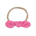 Baby-Stirnband mit rosa Cord-Schleife und weichem hochelastischem Nylonband - Rosérosa (04)