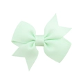 Handmade mint green grosgrain ribbon bow hair clip for girls with ribbed texture - Grass Green (19)