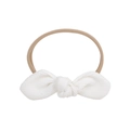 White corduroy bow baby headband with soft nylon elastic band for infants - White(10)