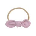 Infant nylon headband with a pink corduroy bow, soft and high-elastic for babies - Coral Pink (11)
