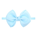 Détail du nœud en ruban gros-grain bleu clair sur bandeau élastique pour bébé - Bleu Clair (17)
