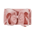 Pink elastic nylon headband for babies featuring a large soft ribbed polyester bow - Pink (161-072)