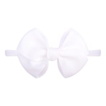 Détail d'un nœud en ruban gros-grain blanc de 4 pouces avec bandeau souple en nylon - Blanc (18)