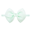 Détail du bandeau bébé vert menthe avec un nœud en ruban gros-grain élastique - Vert Menthe Clair (19)