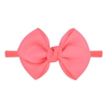 Détail du nœud en ruban gros-grain corail sur bandeau élastique souple pour bébé - Rose Corail (27)