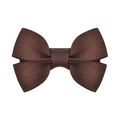 Deep brown double-layered grosgrain ribbon bow hair clip for infants and toddlers - Dark Brown (3)