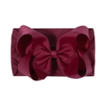Soft nylon baby headband with a large burgundy ribbed jacquard bow ornament - Wine Red (275-041)