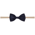 Elastic nylon headband for baby with a navy blue ribbed fabric bow detail - Navy Blue (1)