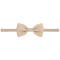 Beige nylon baby headband with a soft fabric bow for infants and toddlers - Khaki (2)