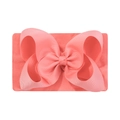 Elastic baby headband with large coral pink ribbed bow and soft jacquard nylon band - Coral Pink (238-081)
