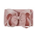 Soft pink nylon headband for babies featuring a ribbed texture bow and elastic fabric band - Lotus Pink (164-048)