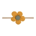 Fascia per capelli con fiore giallo in maglia a nido d'ape per neonati e bambini - Fiore 3D in Maglia a Nido d'Ape Giallo (1)